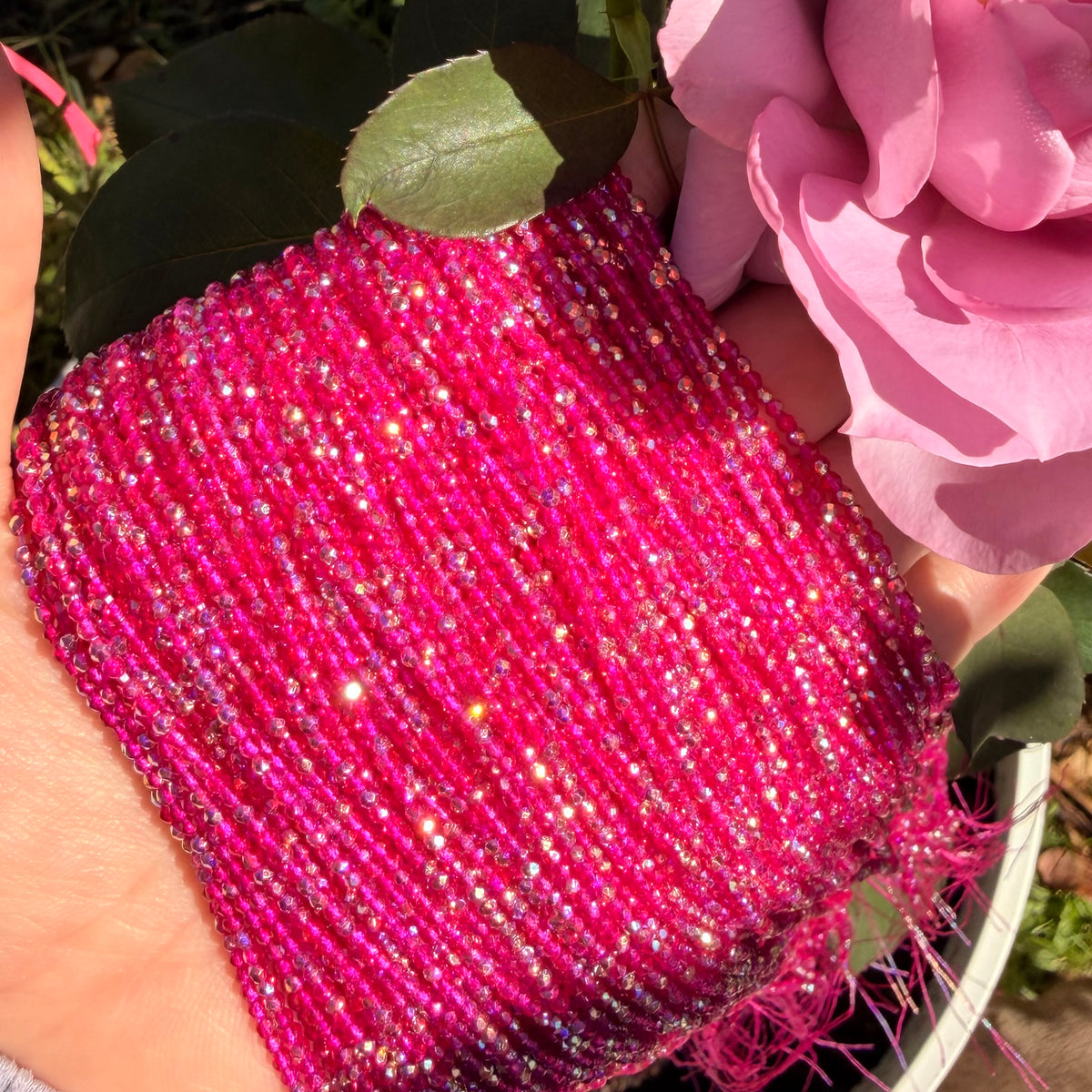 Berry Crush | Raspberry Magenta AB | 2mm Faceted Glass Beads