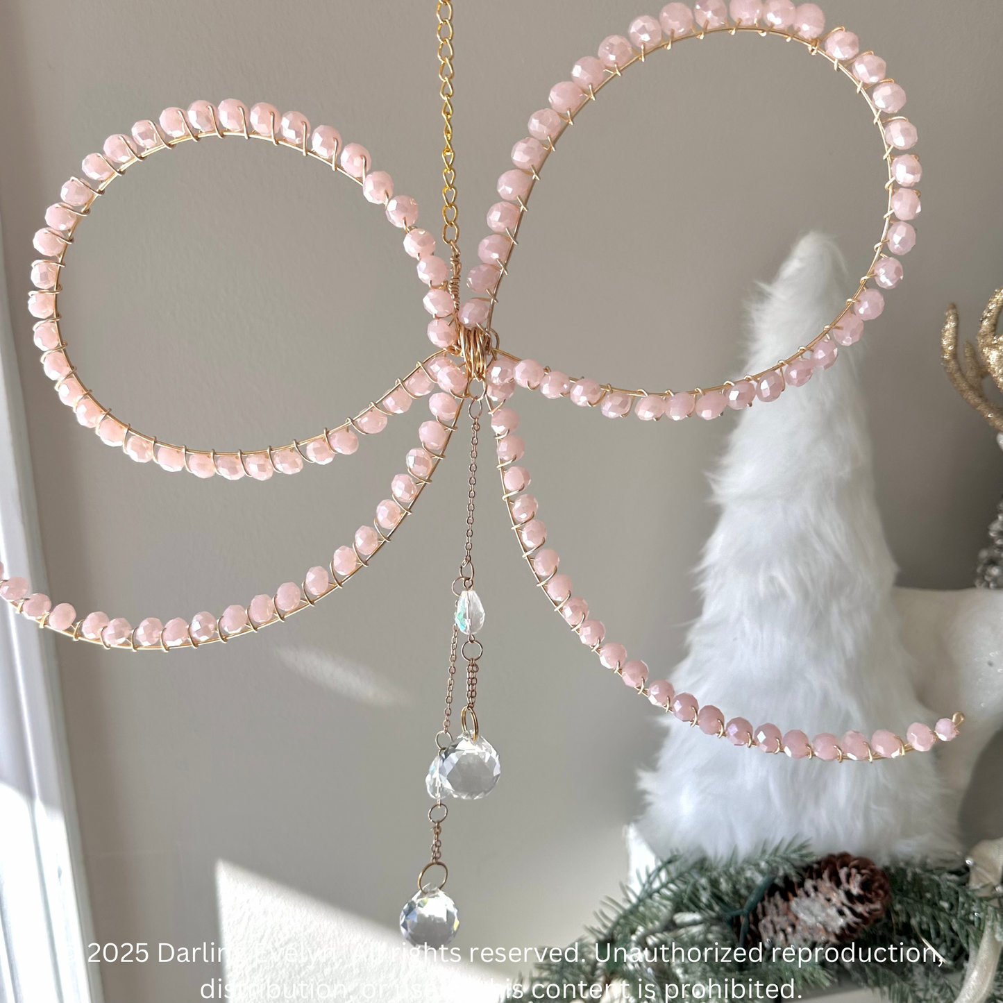 Pink Coquette Bow Suncatcher
