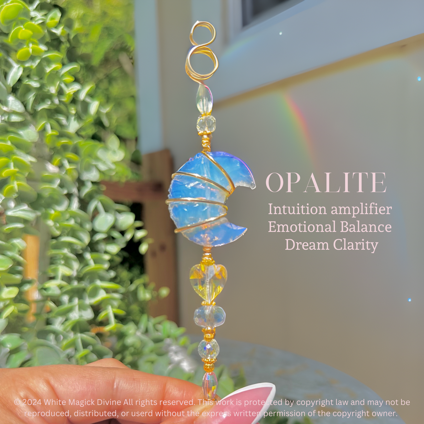 Crystal moon cigarette holder ring Long Nail Protector | Rose Quartz Aventurine Opalite Amazonite | Crystal Smoke ring | gift for smokers |