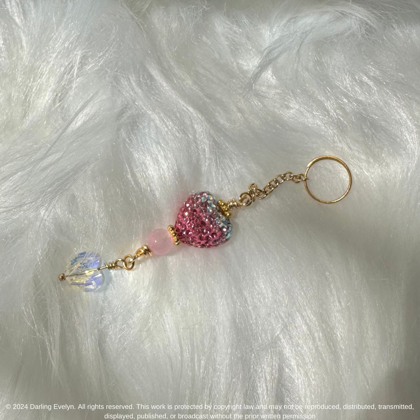 Pink Rhinestone Heart Stanley Cup Straw Charm