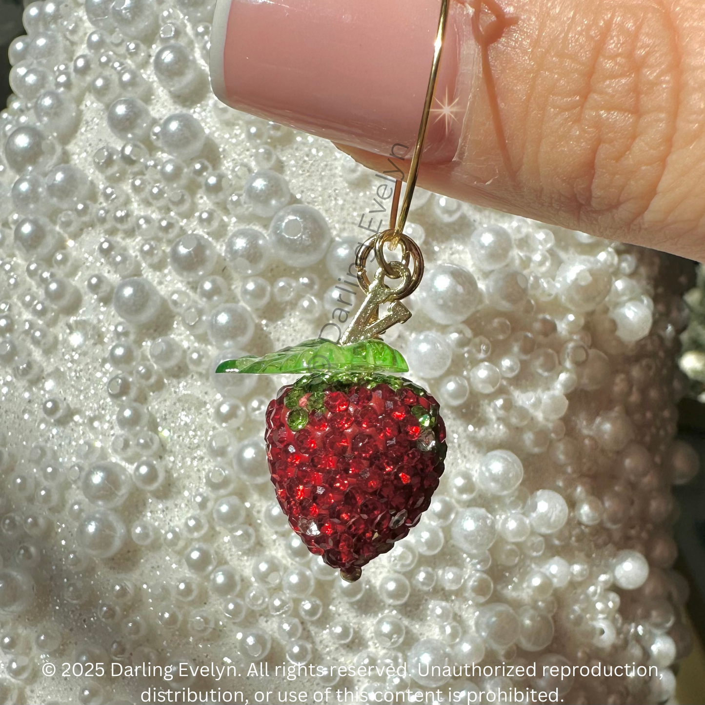 Personalized Rhinestone Strawberry drinking Cup Charm