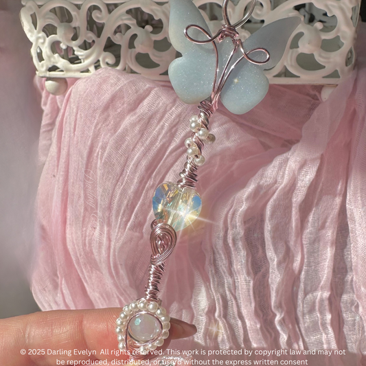 Angel Baby : Angelite Crystal Butterfly Fairy Wand Joint/-Blunt holder