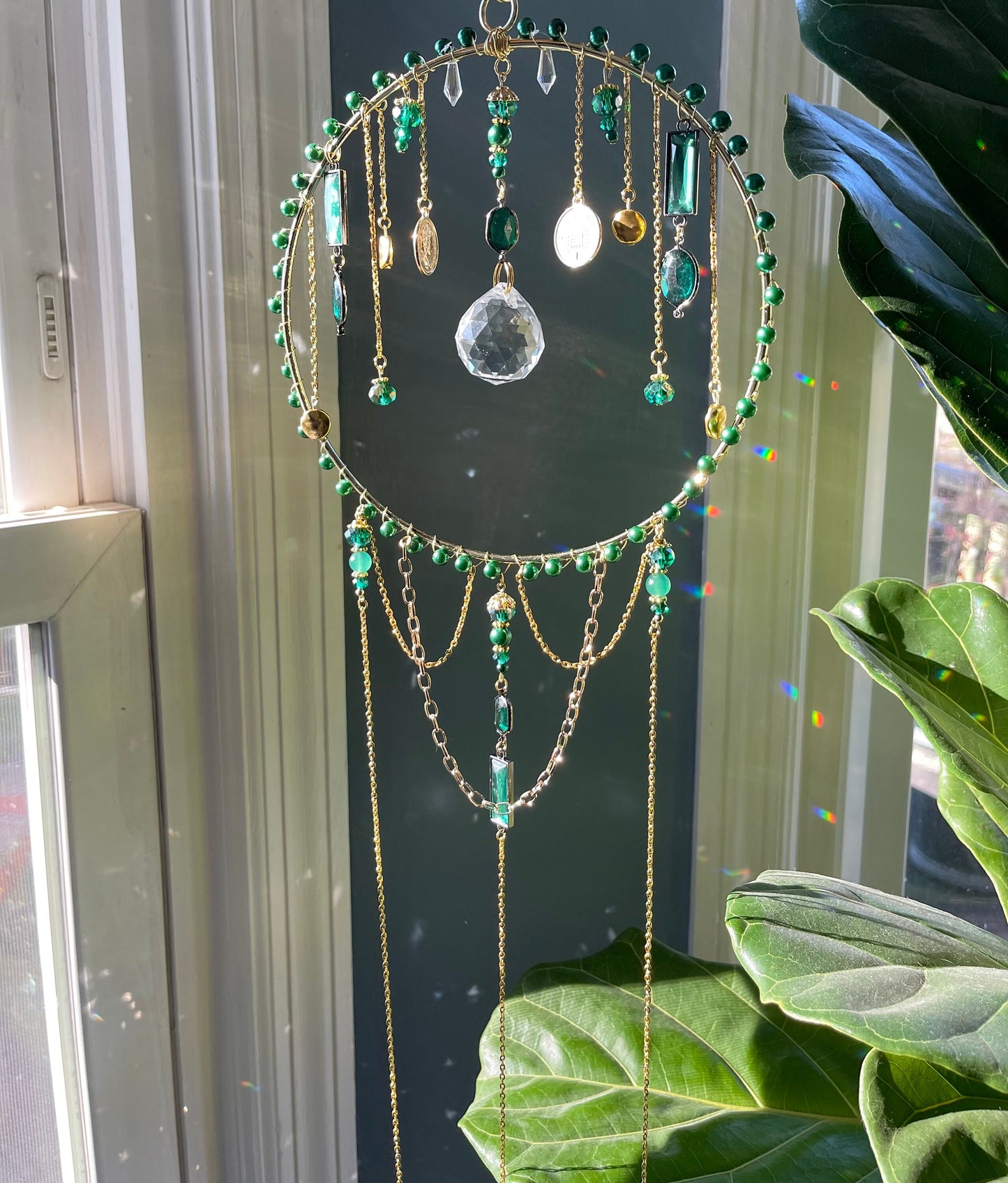 Emerald Victorian Crystal Suncatcher