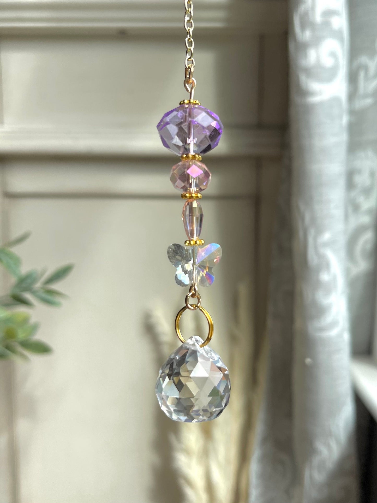 Crescent Moon Crystal Beaded Suncatcher