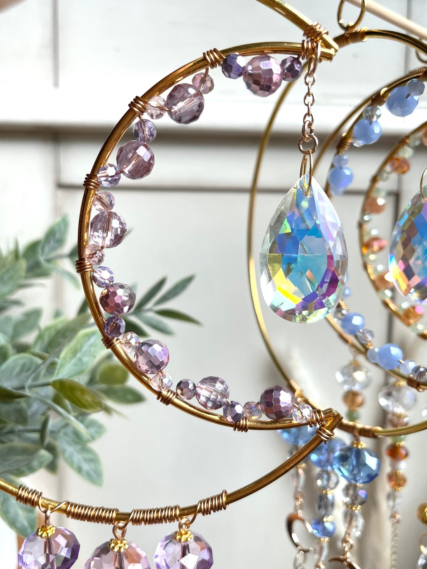 Crescent Moon Crystal Beaded Suncatcher
