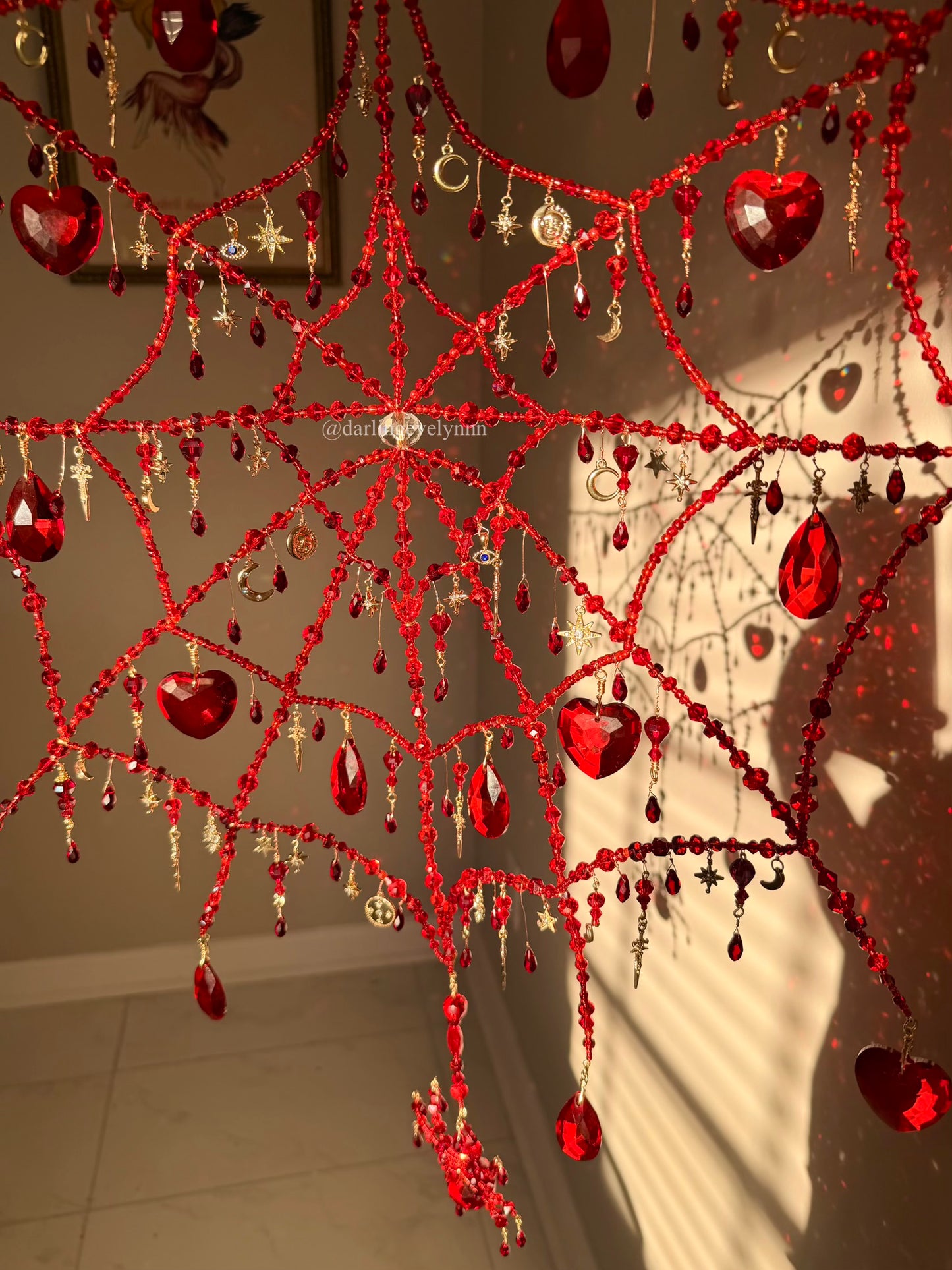 The Crimson Weaver | Spiderweb Suncatcher