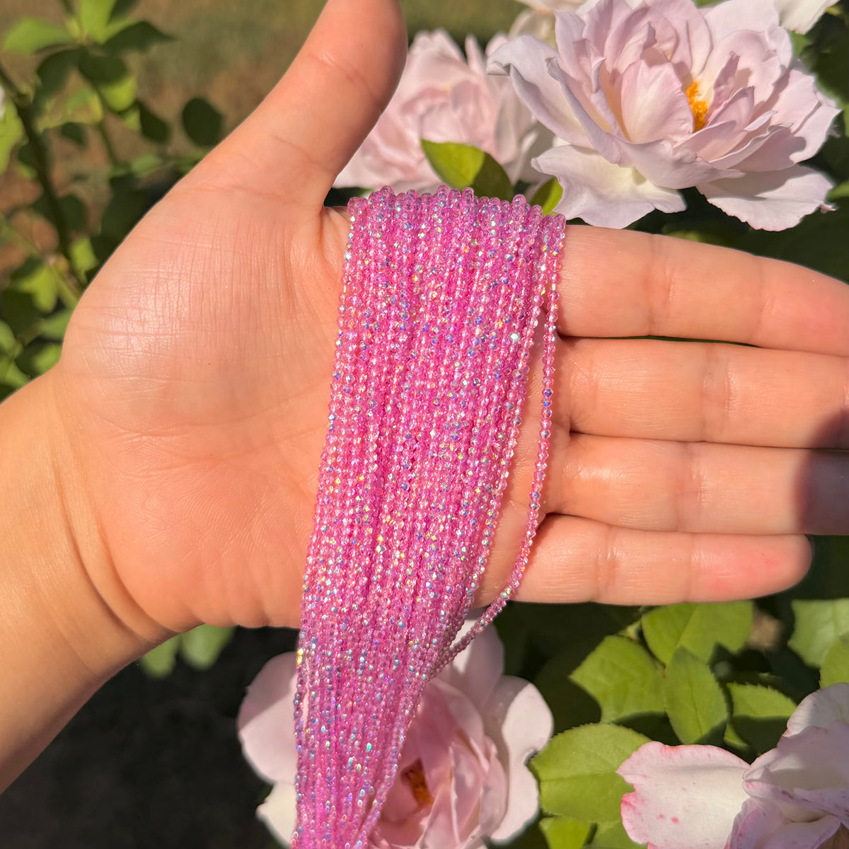 Hot Pink AB 2mm Faceted Beads