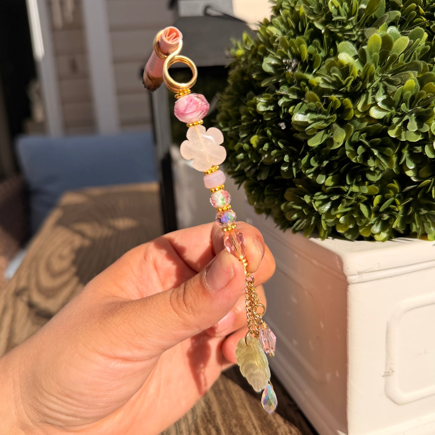 Rose Quartz Flower Blossom Join Holder