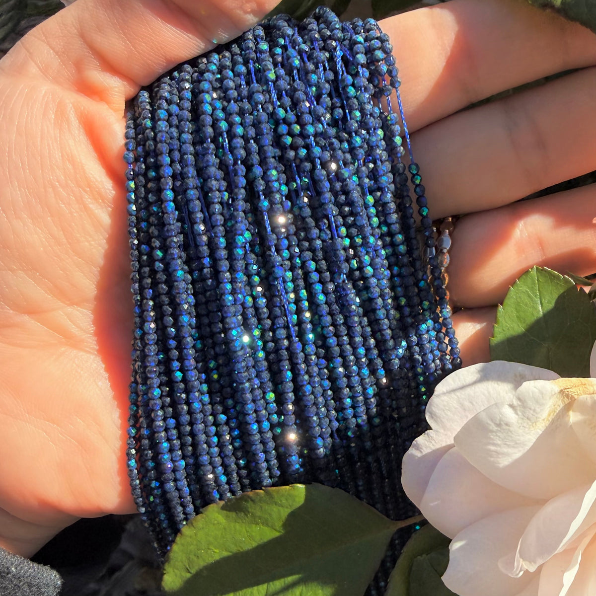 Cobalt Star| Navy Blue 2mm faceted beads with blue iridescent ab finish