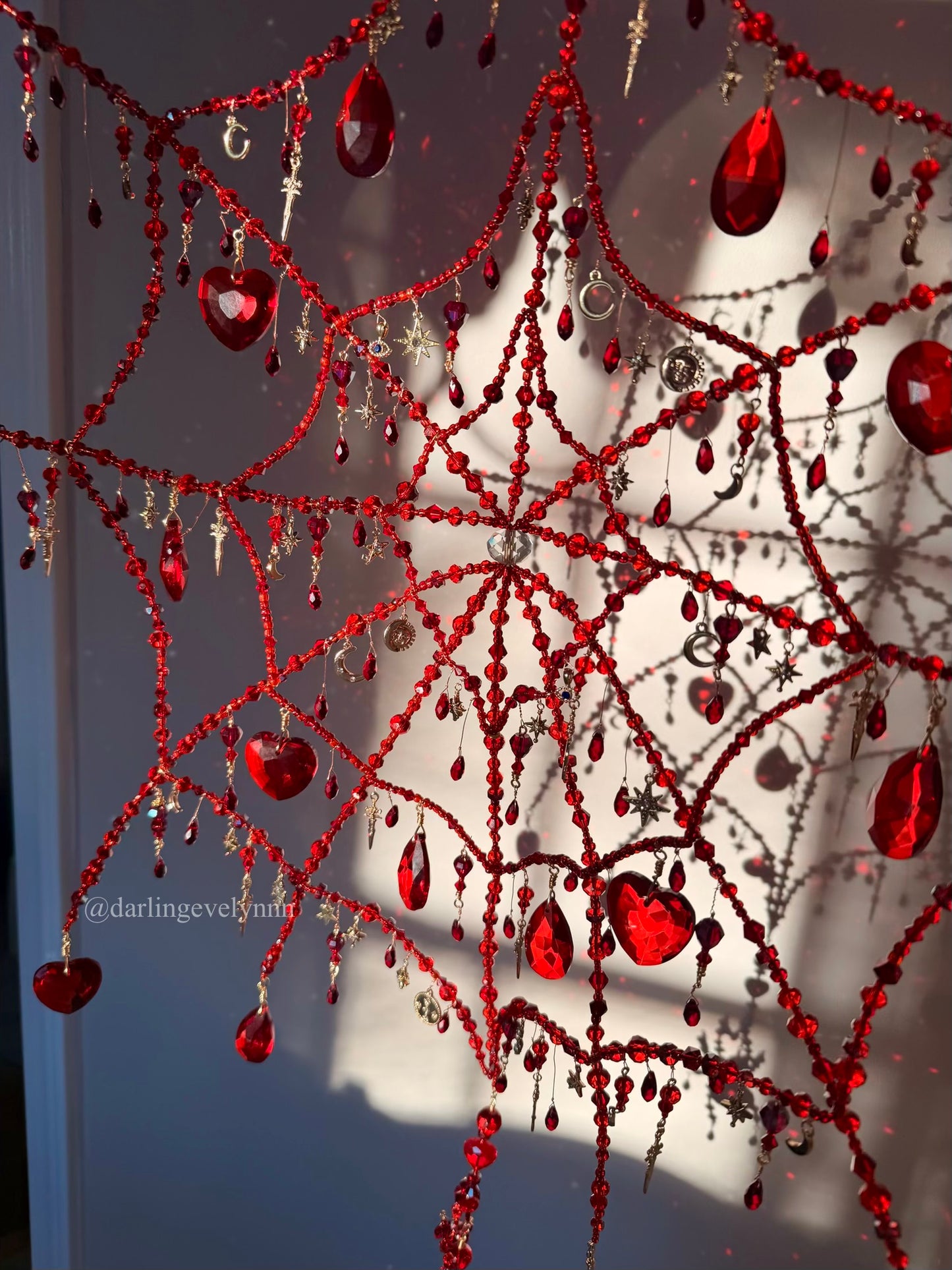 The Crimson Weaver | Spiderweb Suncatcher