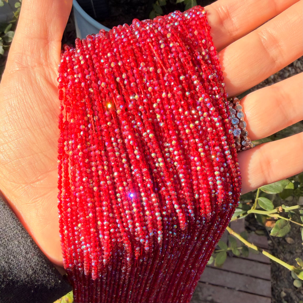 Ruby Enchantment| 2mm faceted Glass Bead with Ab Finish