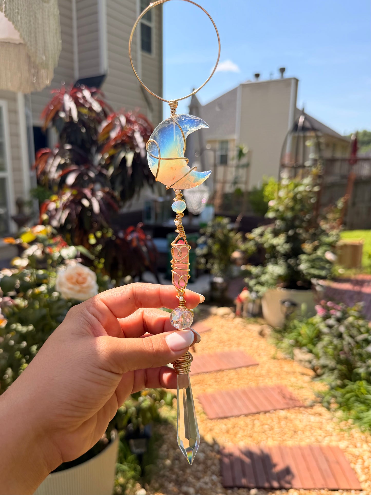 Large Opalite Moon & Cat