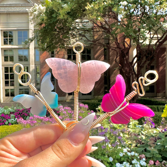 Crystal Butterfly Joint Blunt Ring Holder