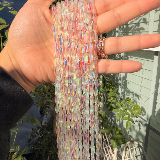 Fairy Nectar Pink Oval Rice Beads