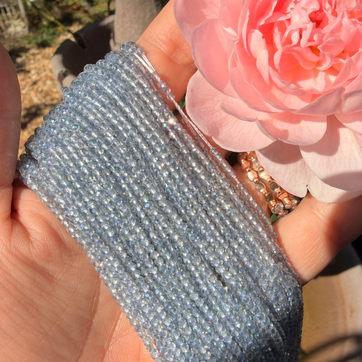 Frost Bite | Icy Blue 2mm faceted ab finish glass beads