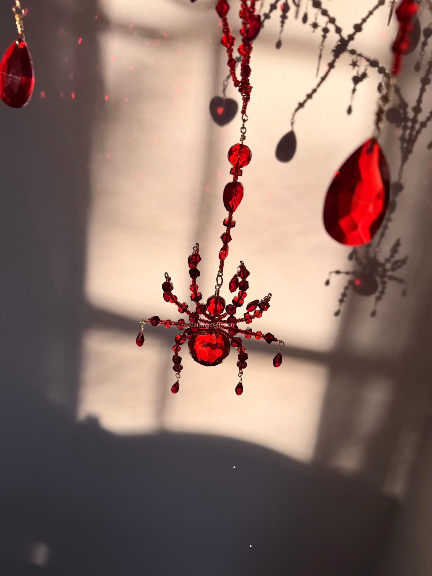 The Crimson Weaver | Spiderweb Suncatcher