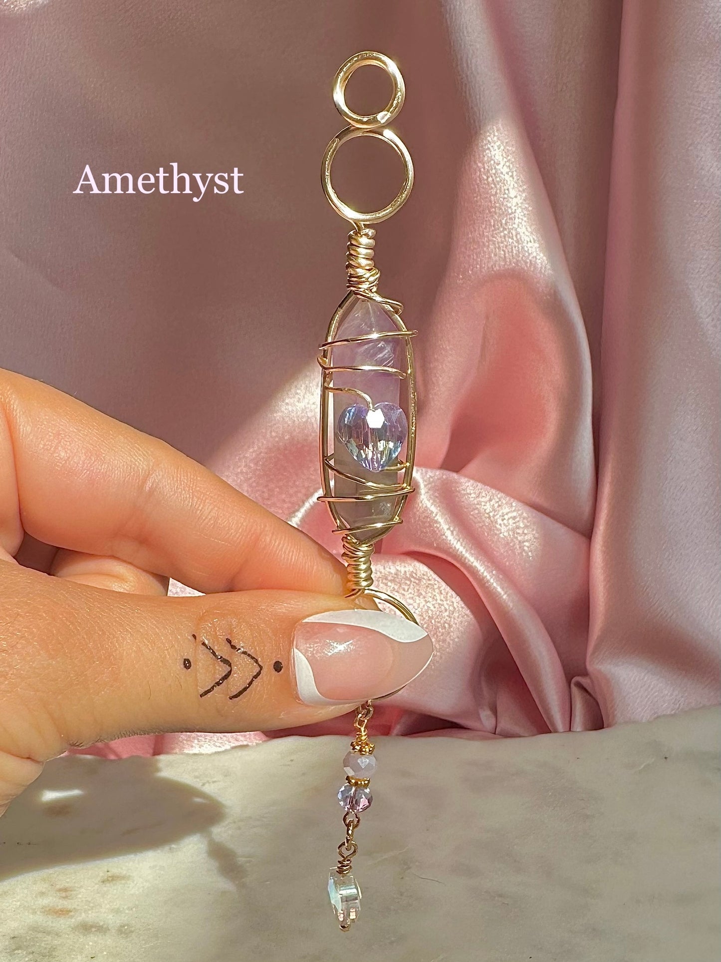 Crystal Joint + Blunt Holder | pointed Amethyst & Ocean Jasper