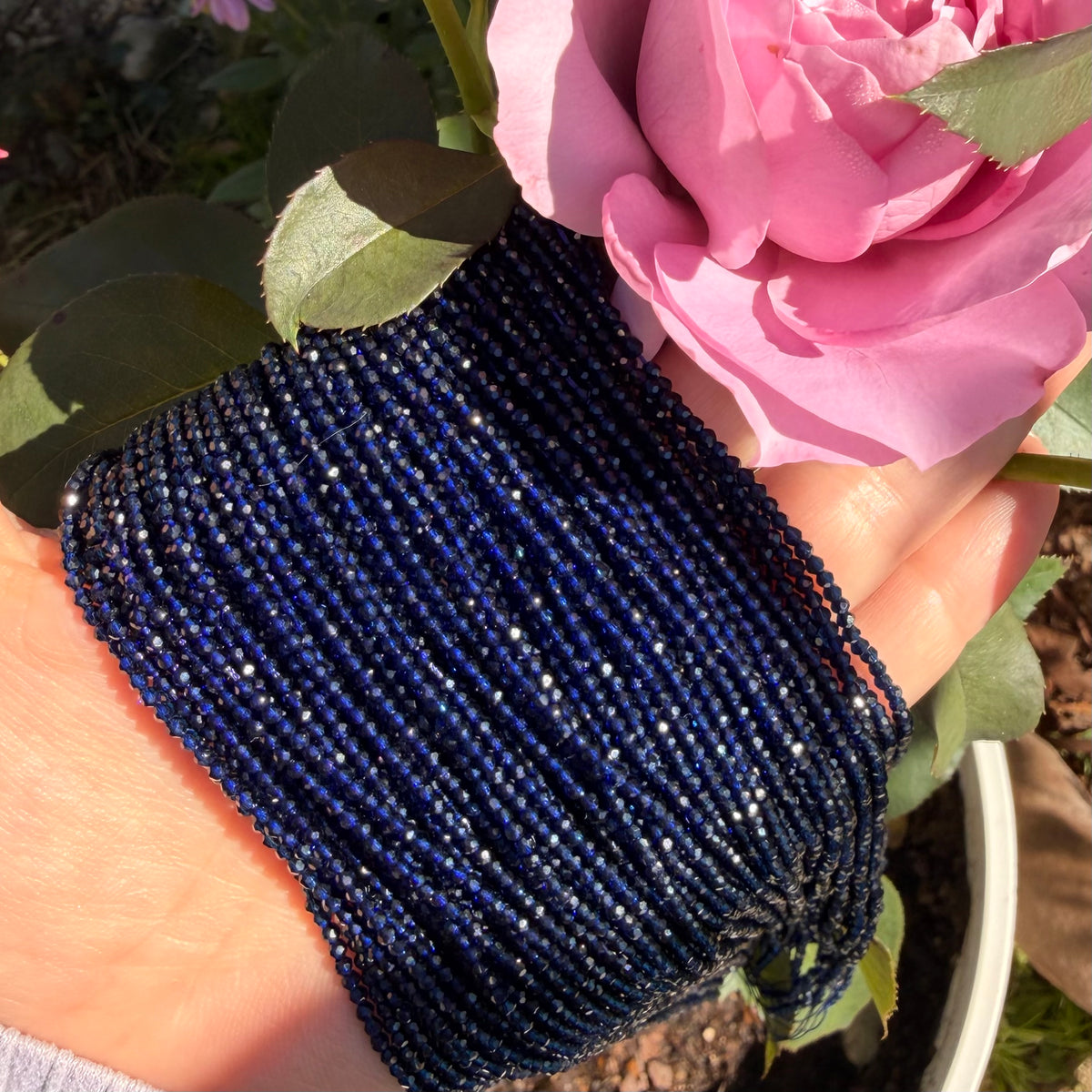 Once Upon a December | Deep Sapphire Blue 2mm Faceted Glass Beads