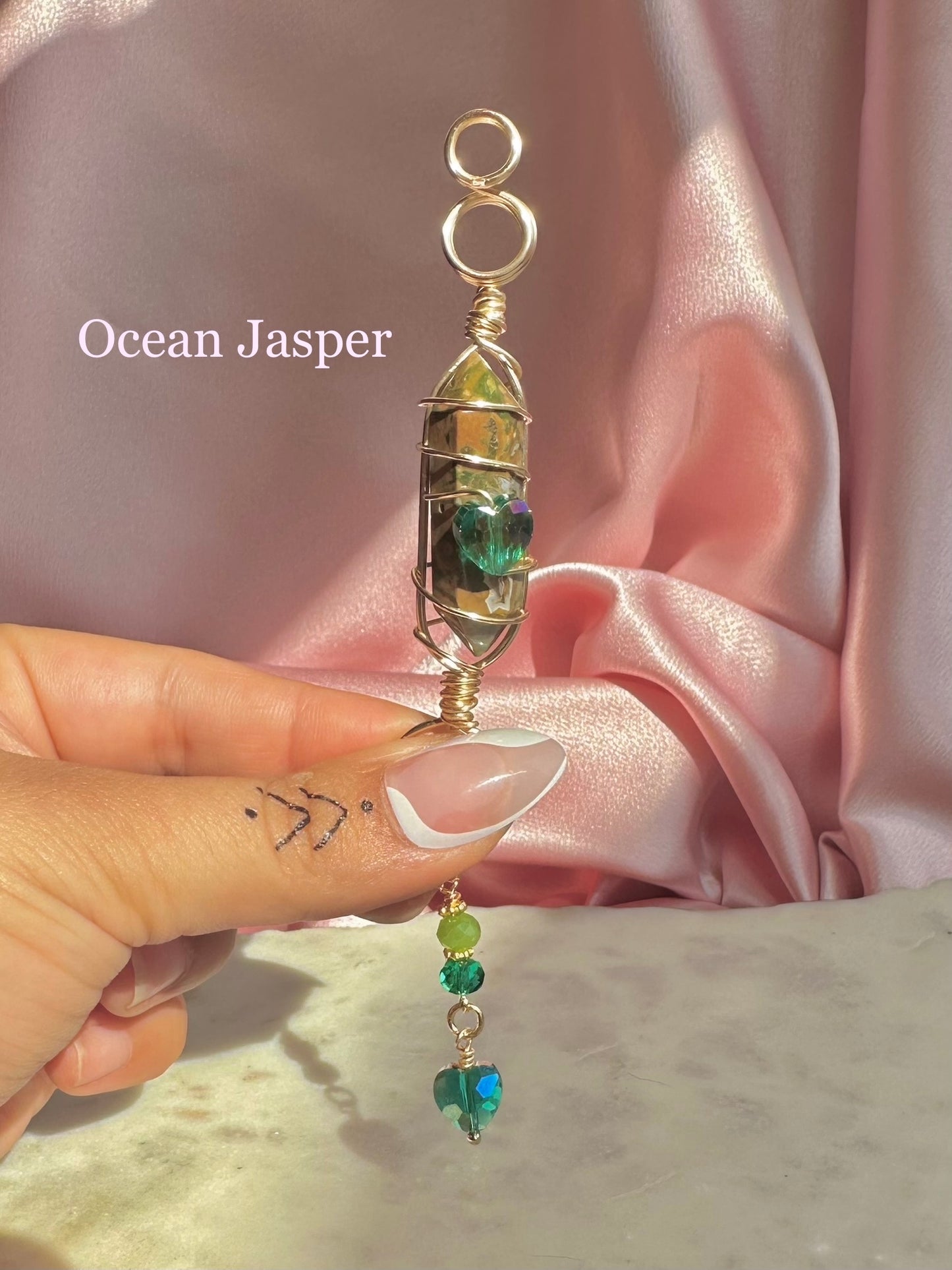 Crystal Joint + Blunt Holder | pointed Amethyst & Ocean Jasper