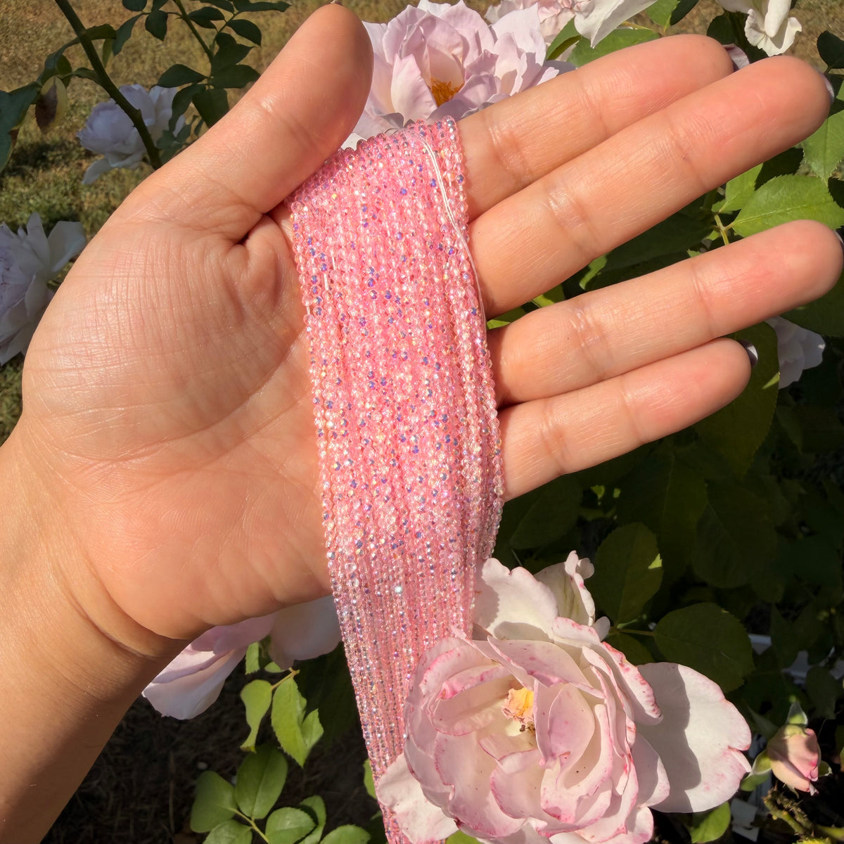 Pink Ab Faceted 2mm beads