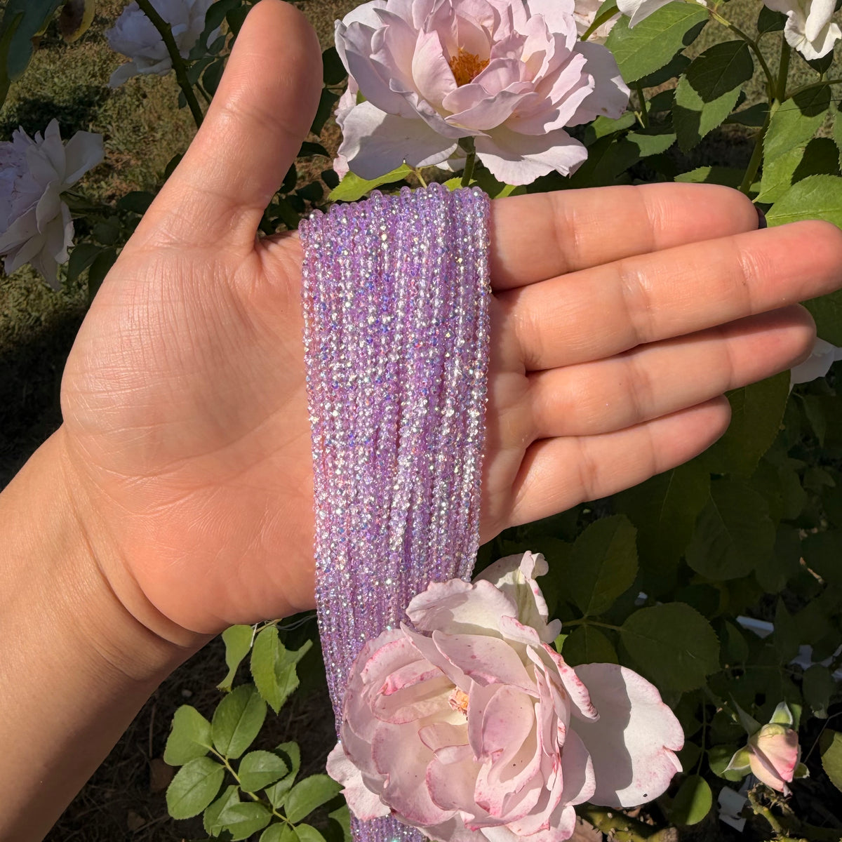 Lilac Purple faceted Ab 2mm beads