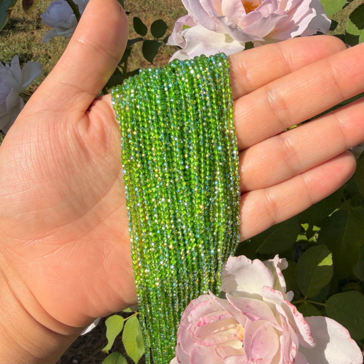 Garden Green Ab 2mm Faceted Beads