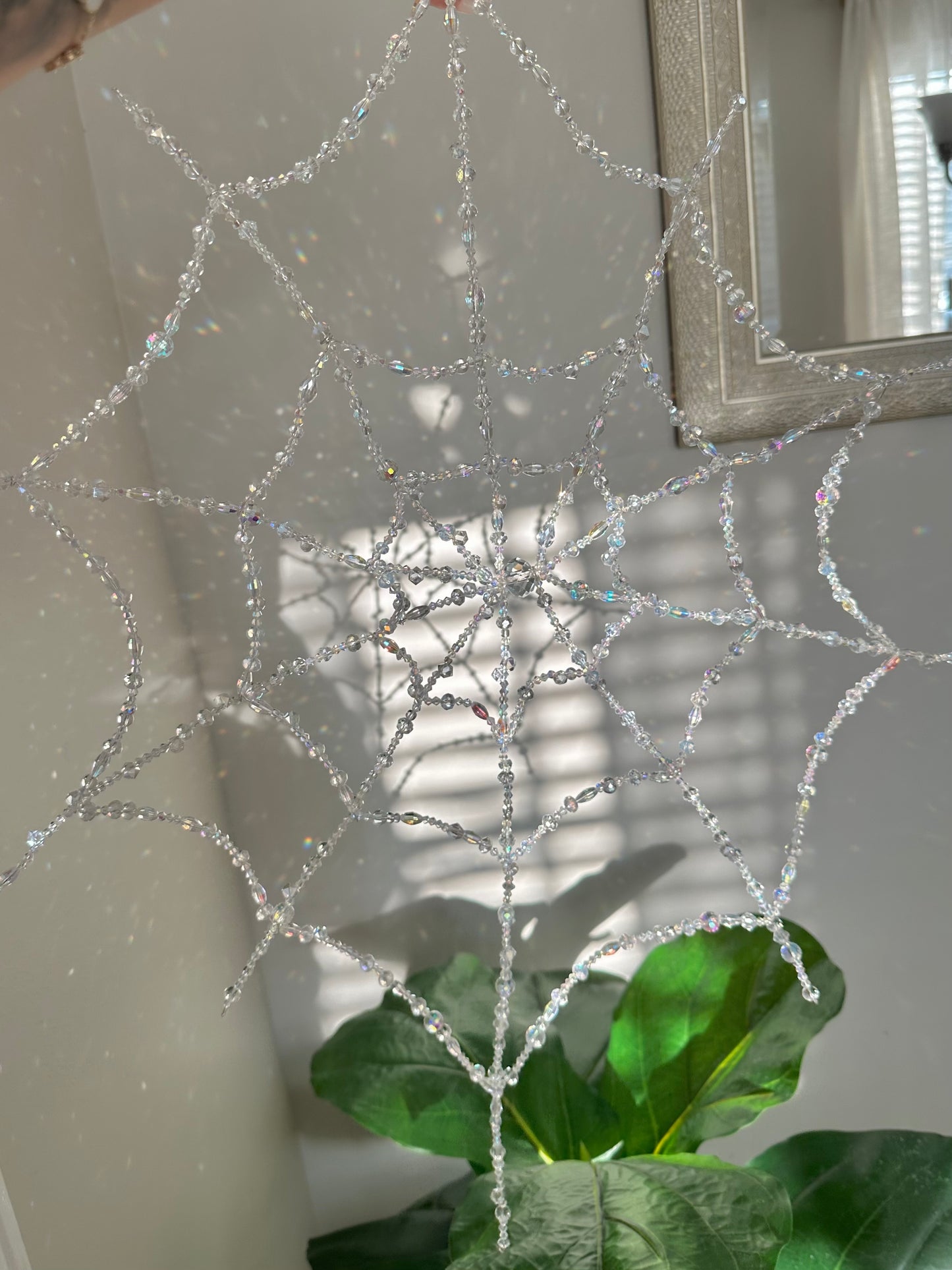 Giant Crystal Spider Web Suncatcher
