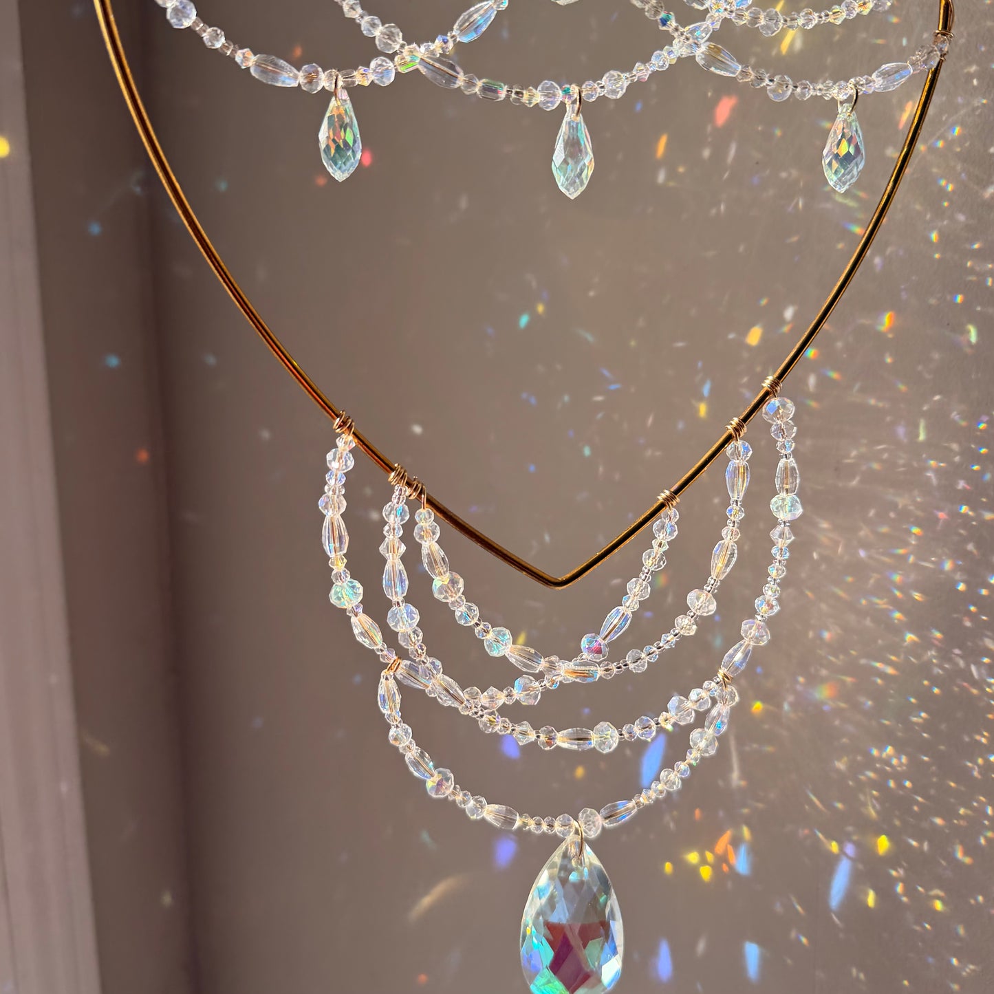 Botanical Heart spider web Suncatcher
Floral Crystal Heart Spring Window Prism Handmade Botanical