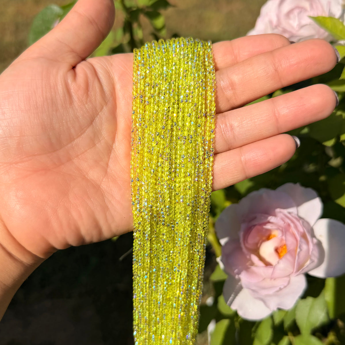 Chartreuse Yellow 2mm Facteted beads
