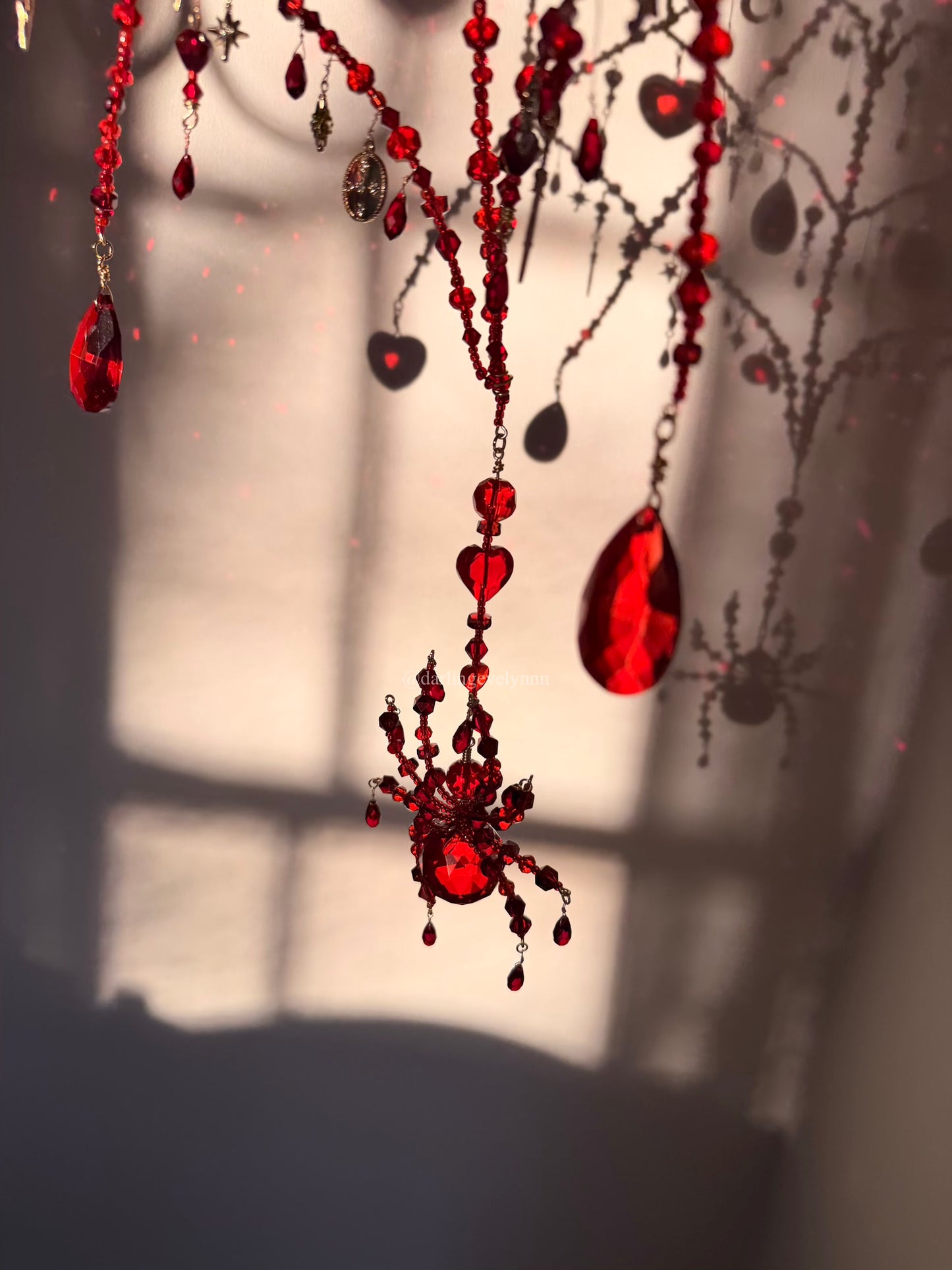 The Crimson Weaver | Spiderweb Suncatcher