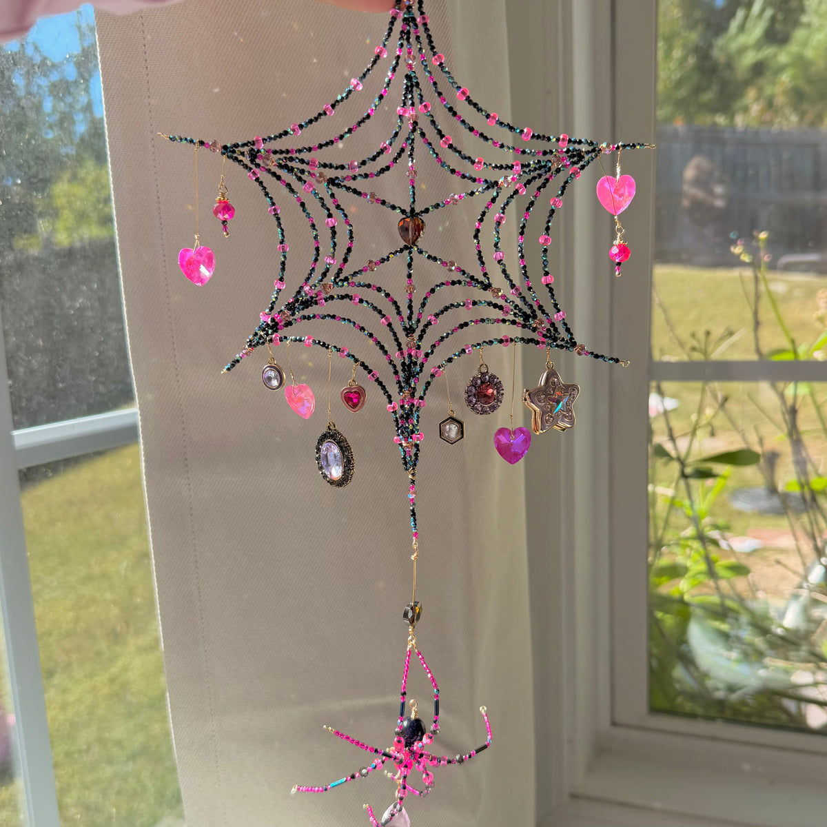 The Girl Who Collected Stars | Handmade Celestial Spider Web Suncatcher