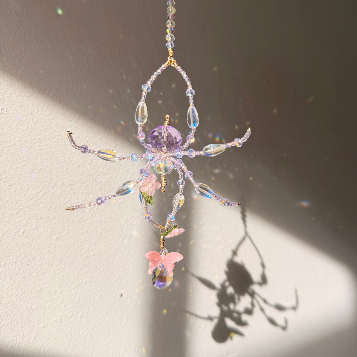 Purple Garden Spider suncatcher ornament