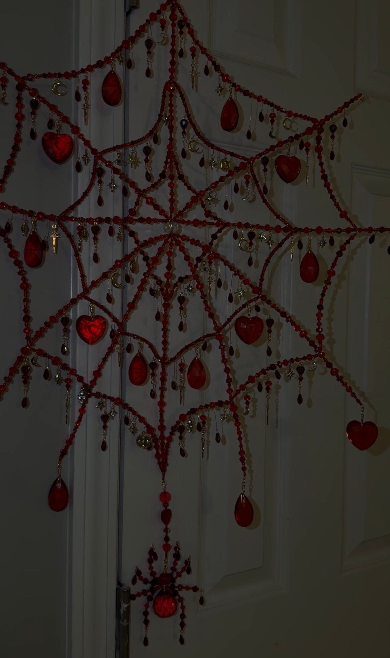 The Crimson Weaver | Spiderweb Suncatcher