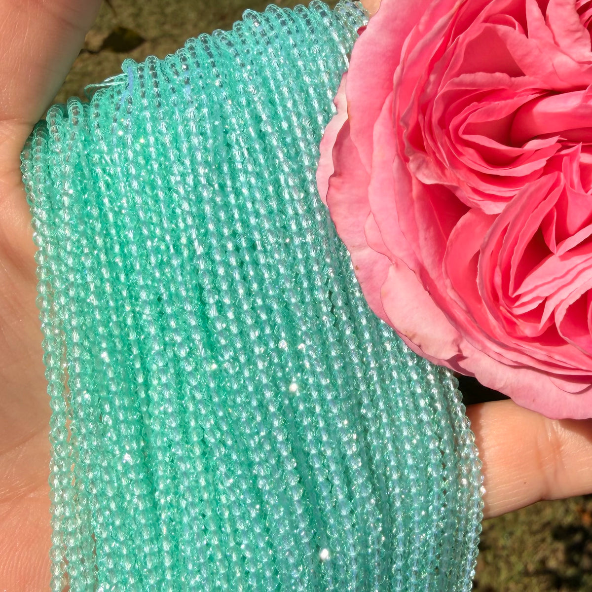 Tiffany | Tiffany Blue Aqua 2mm Faceted Glass Beads