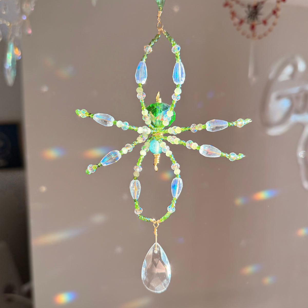 Green Garden Spider Suncatcher Ornament