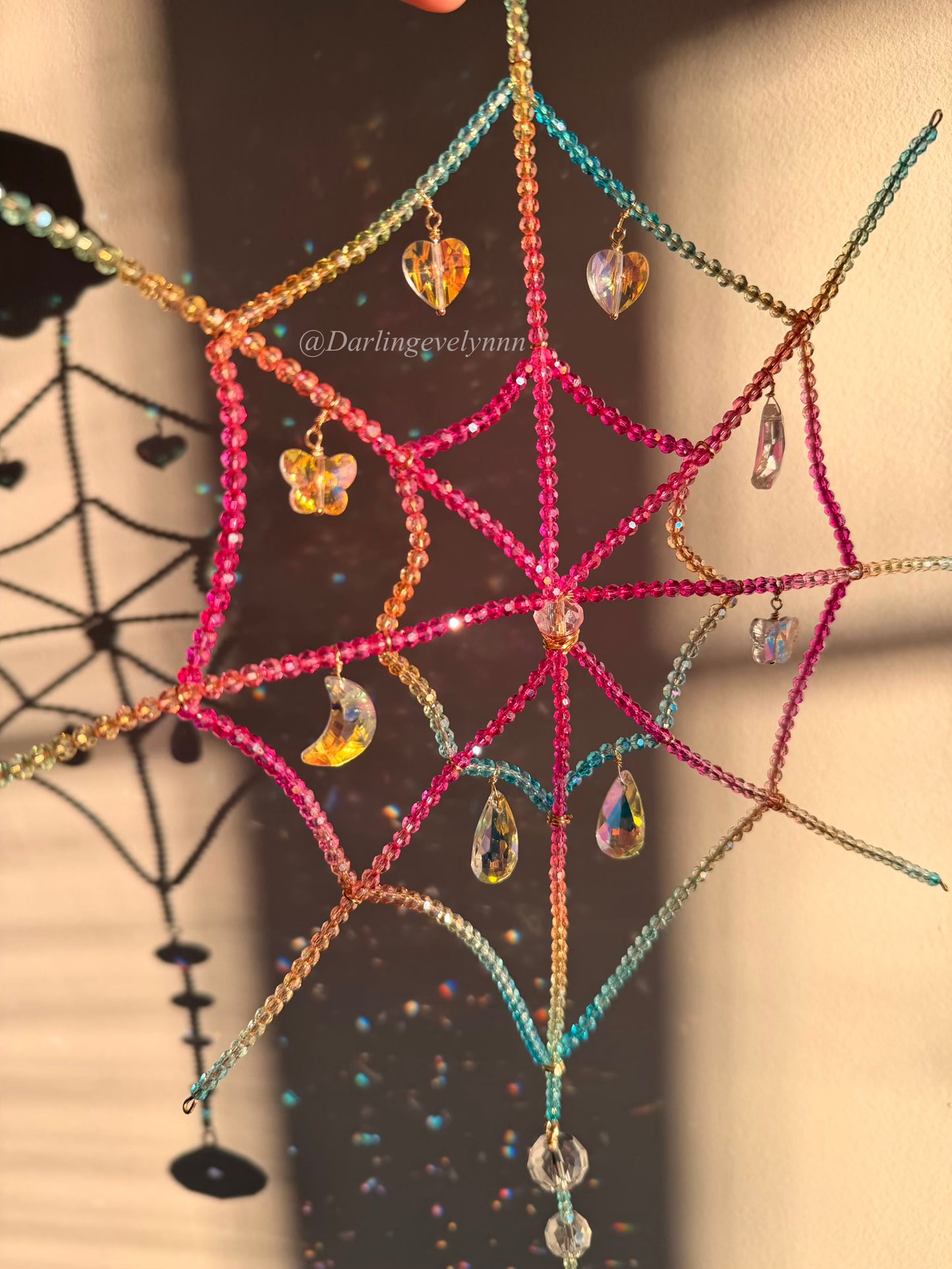 Rainbow Charm Spider Web suncatcher