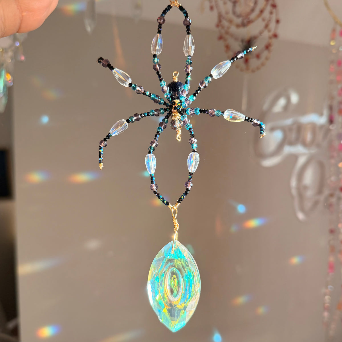 Midnight Sky Spider Suncatcher Ornament