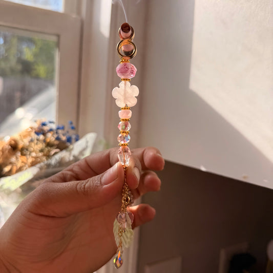 Rose Quartz Flower Blossom Join Holder