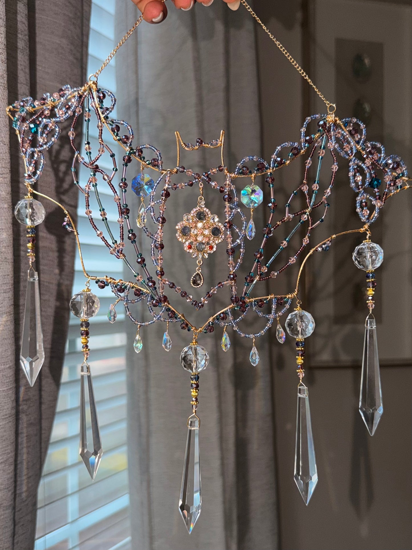 Victorian Goth Lace Bat Suncatcher