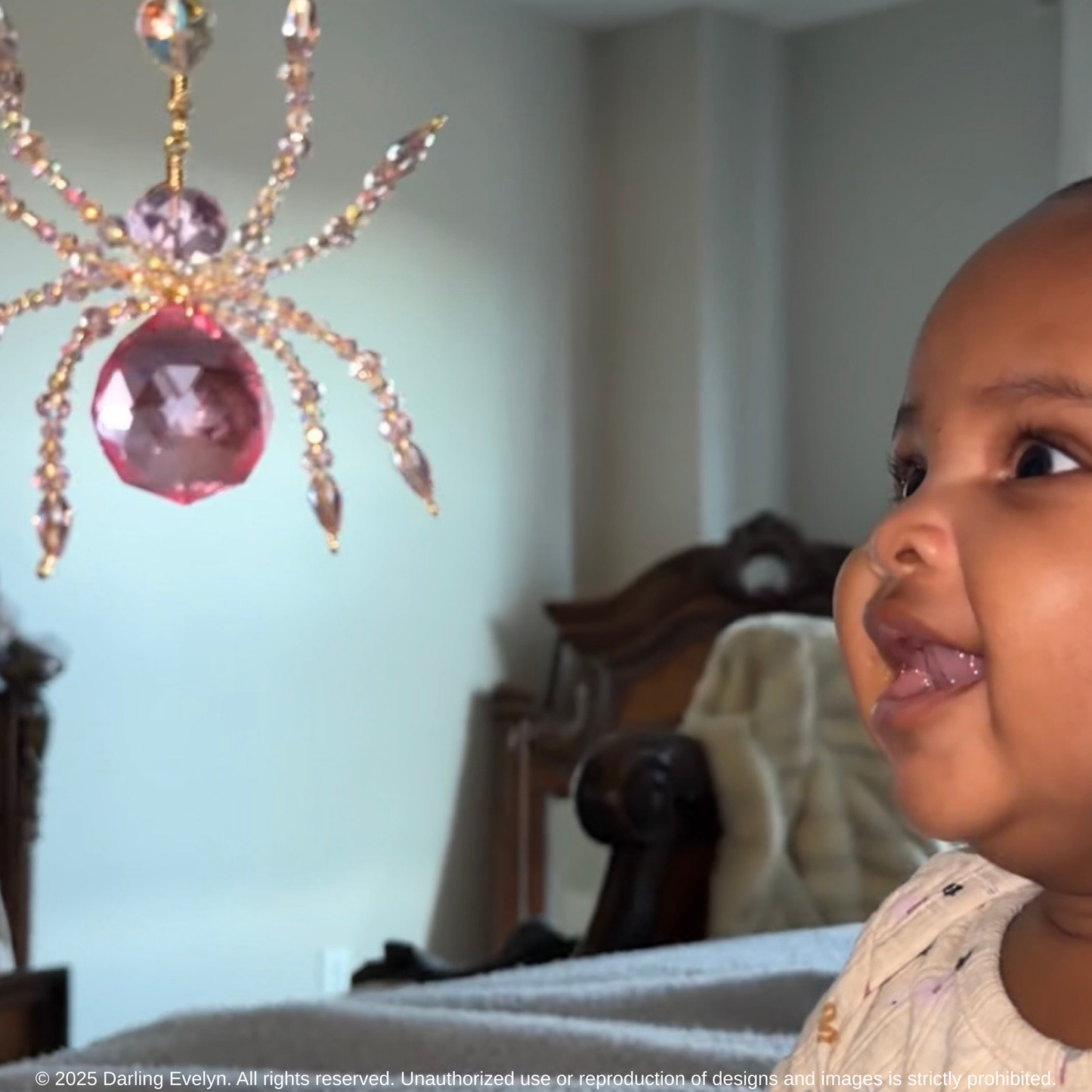 Pink Crystal Spider Suncatcher