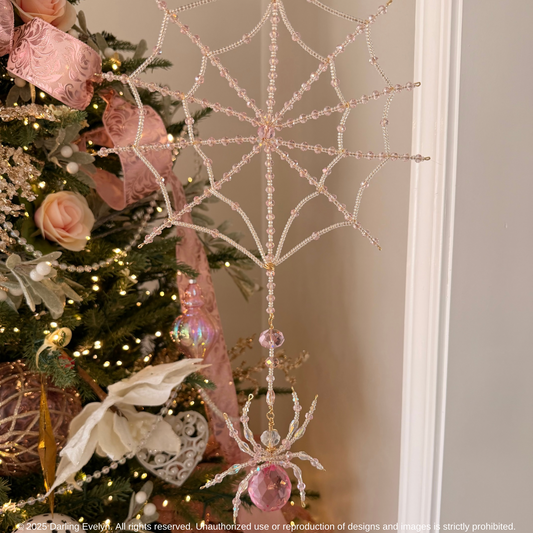 Handmade pretty in pink spider web suncatcher