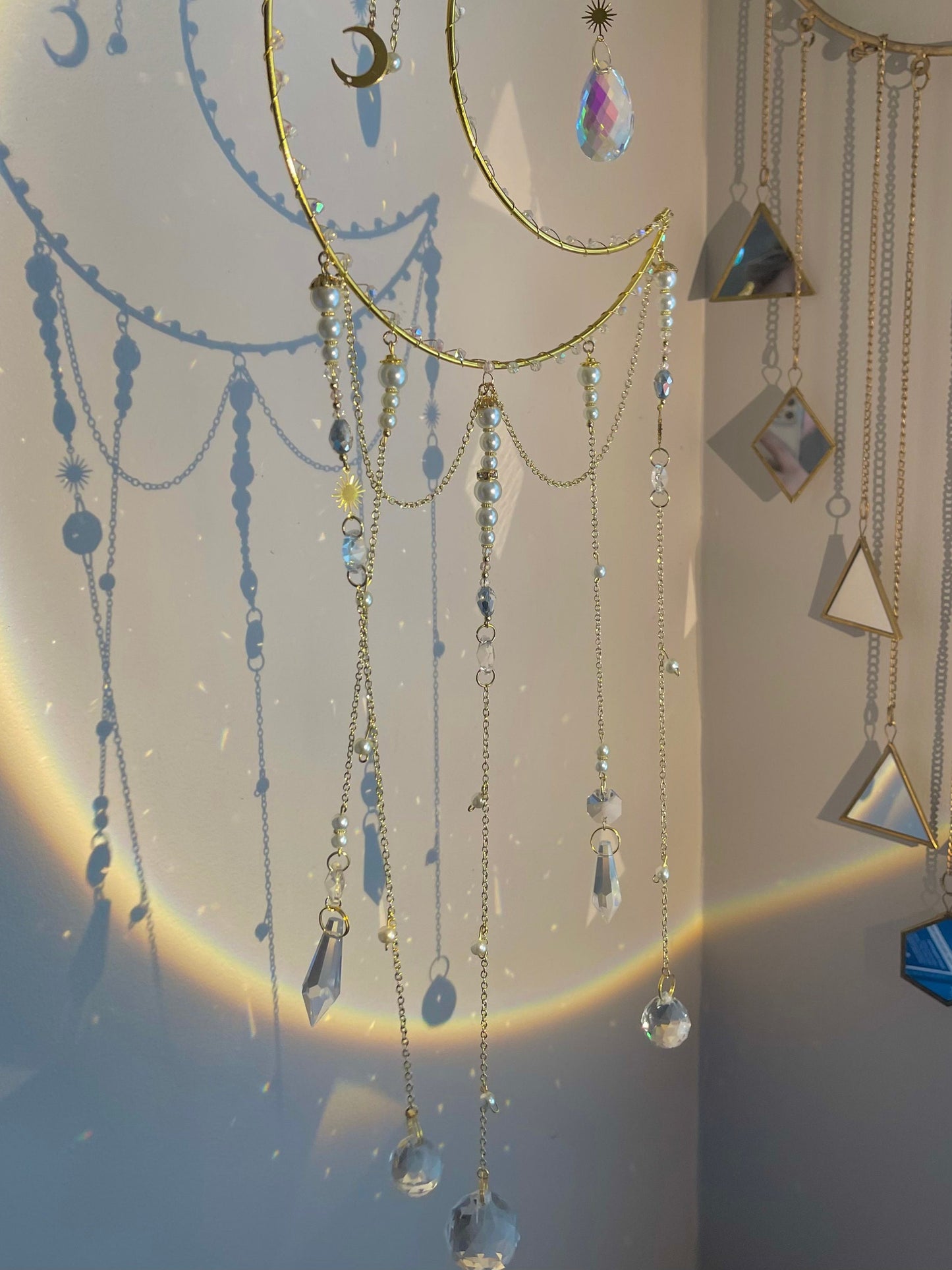 Pearly Crescent Moon Crystal Sun Catcher