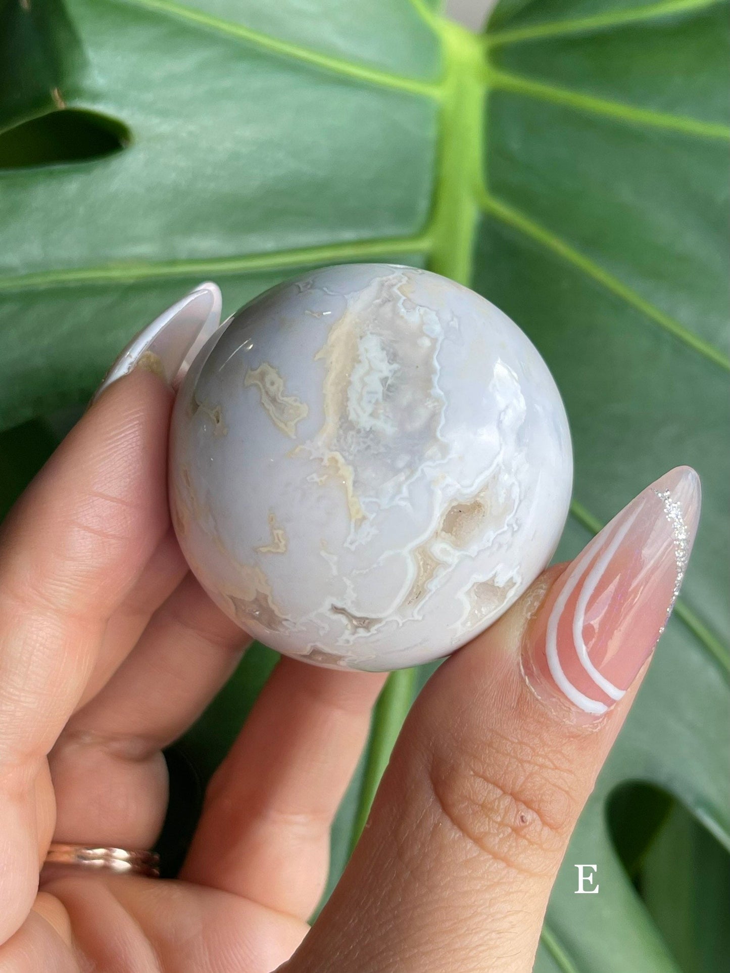 Drusy White Lace Agate Crystal Spheres