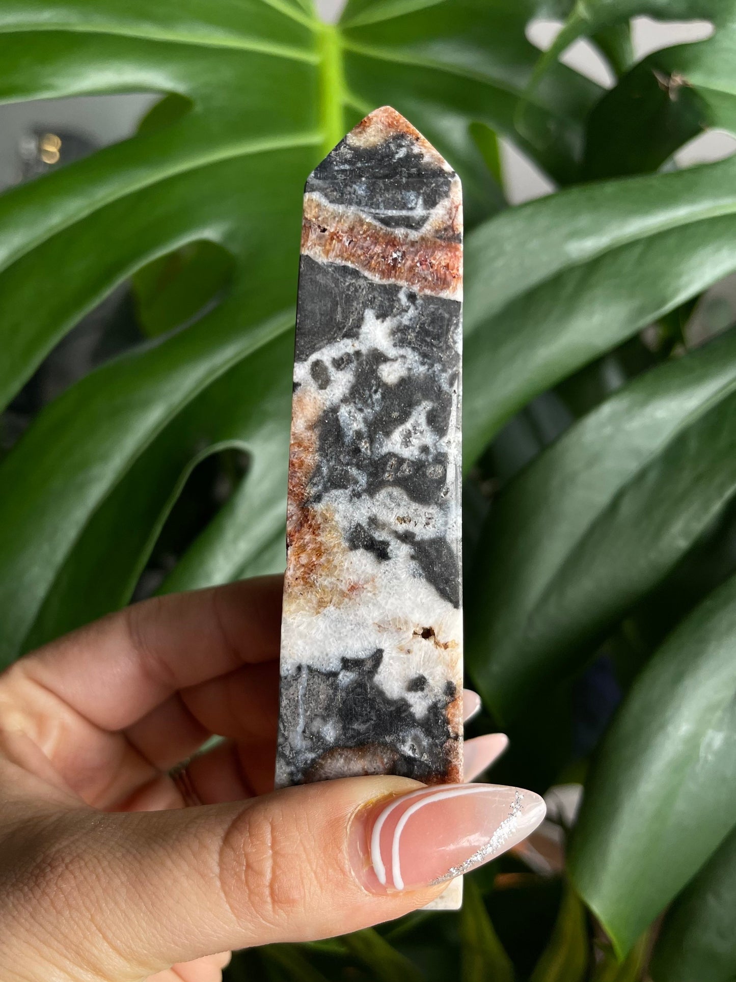 Drusy zebra agate crystal tower