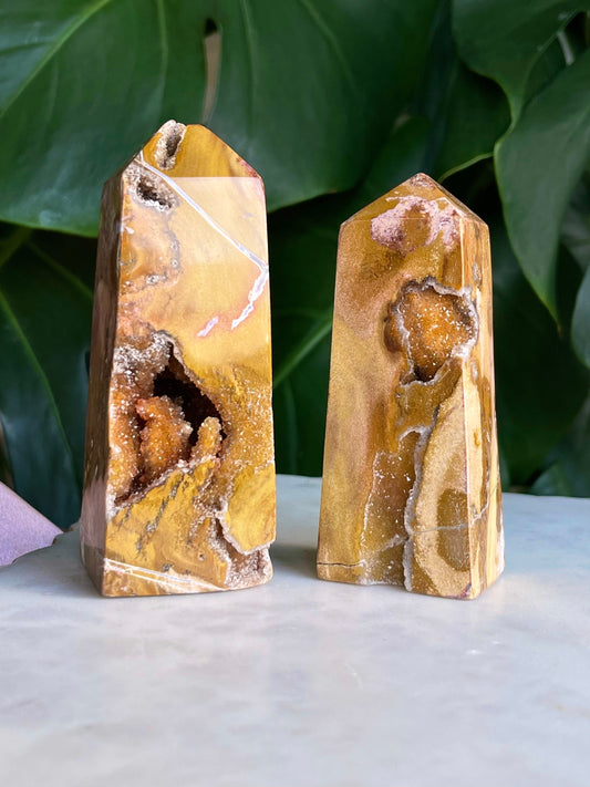 Drusy Jasper crystal obelisk tower