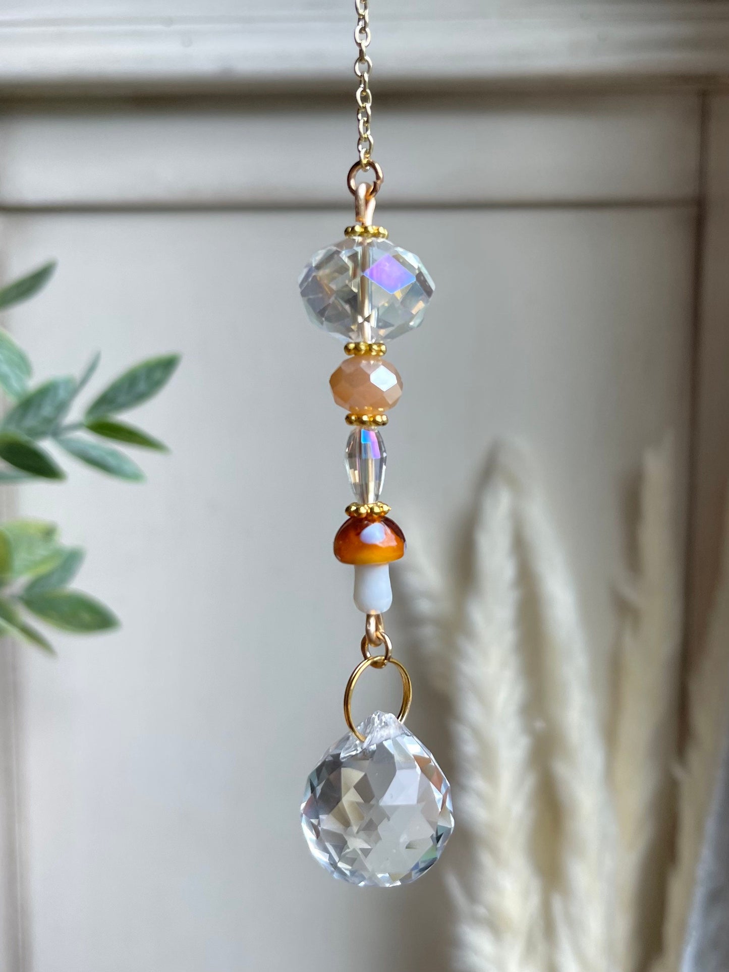 Crescent Moon Crystal Beaded Suncatcher