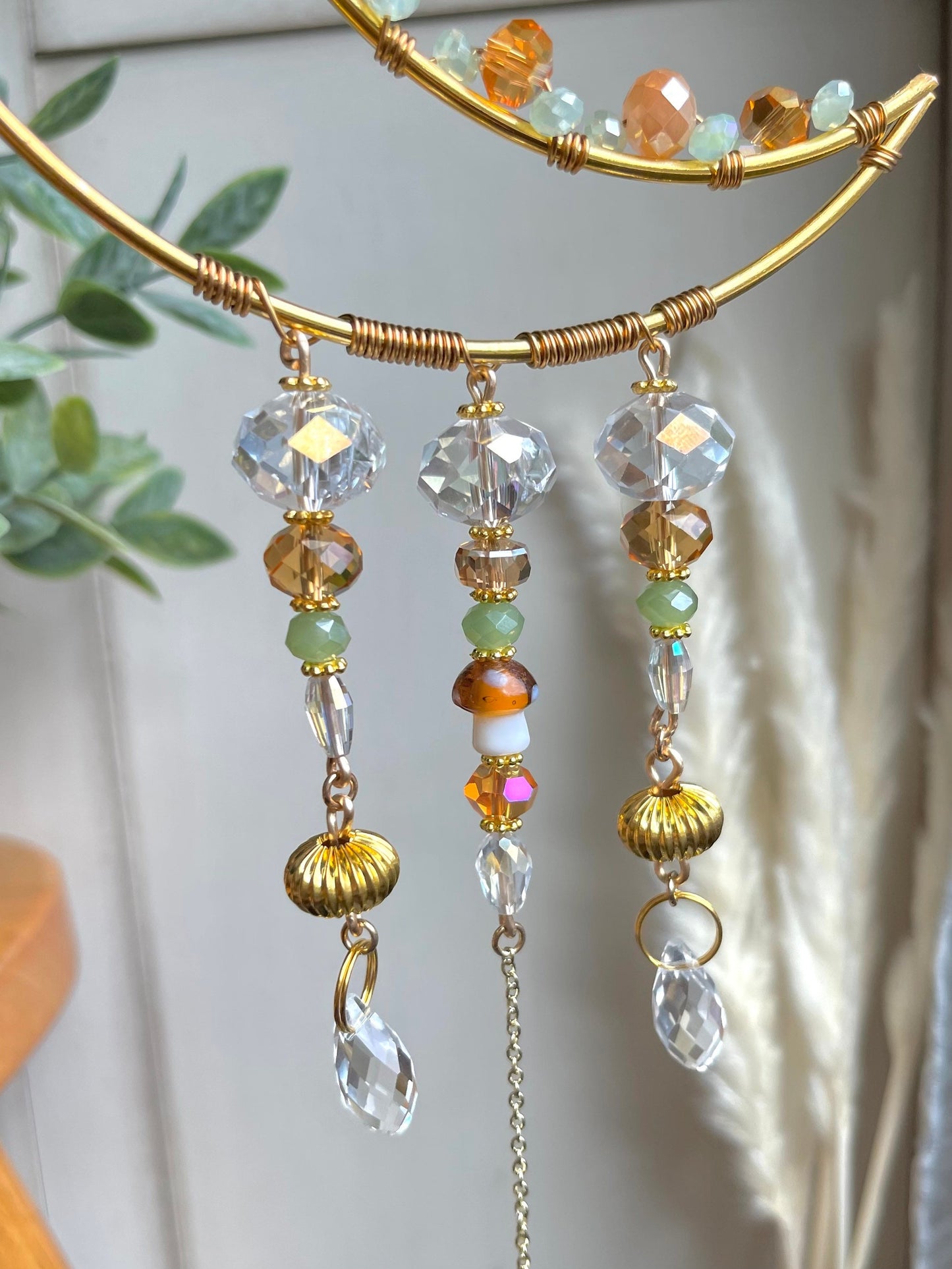 Crescent Moon Crystal Beaded Suncatcher