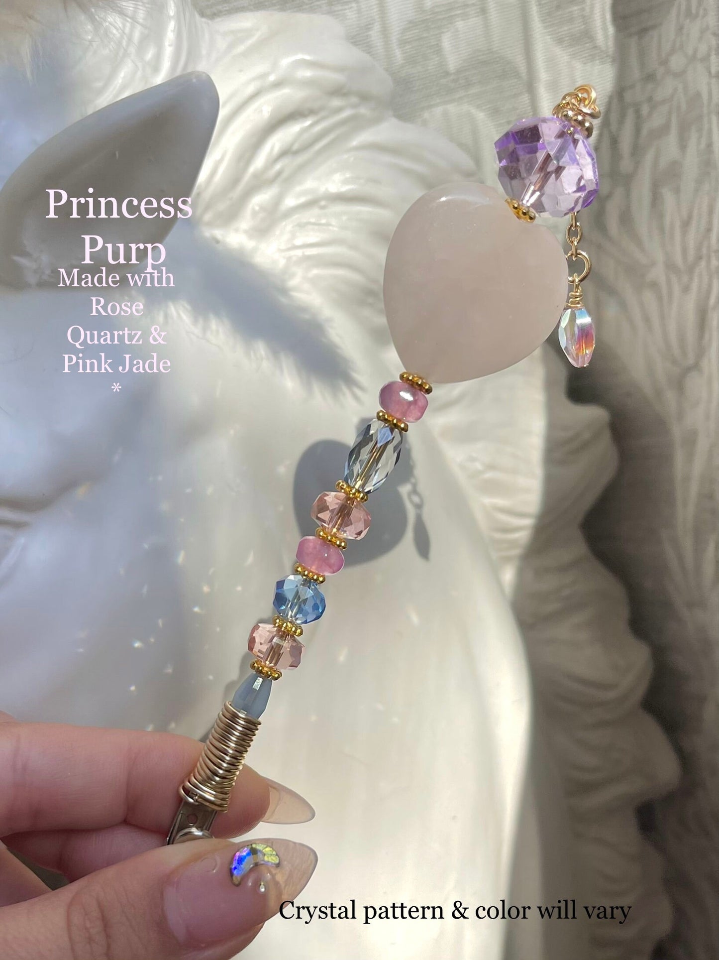 Crystal wand clips