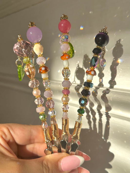 Mushroom Crystal Wand Clips