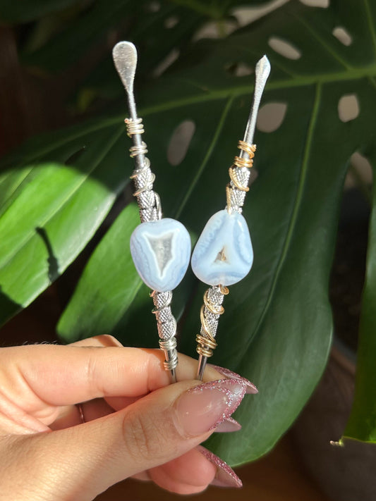 Blue lace agate dab wax tool
